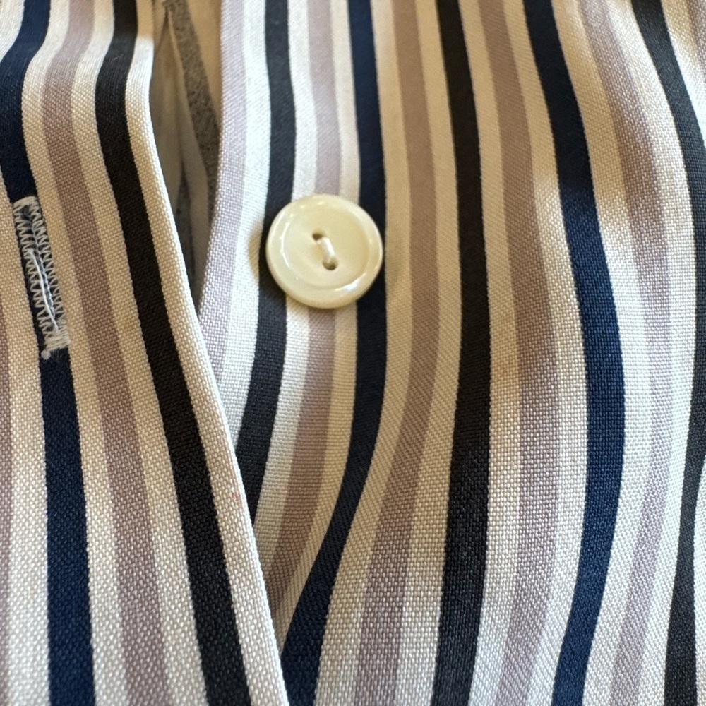 Vintage Pendleton Cream/Blue/Black Silk Retro Secretary Blouse / 12 Petite - Picture 11 of 12